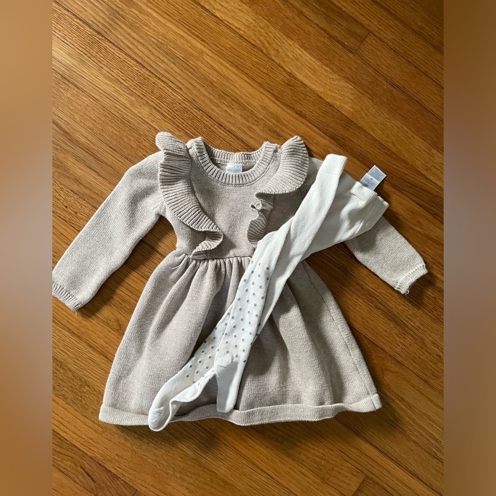 Baby Girl’s Heather Dress w/Tights - Picture 2 of 4